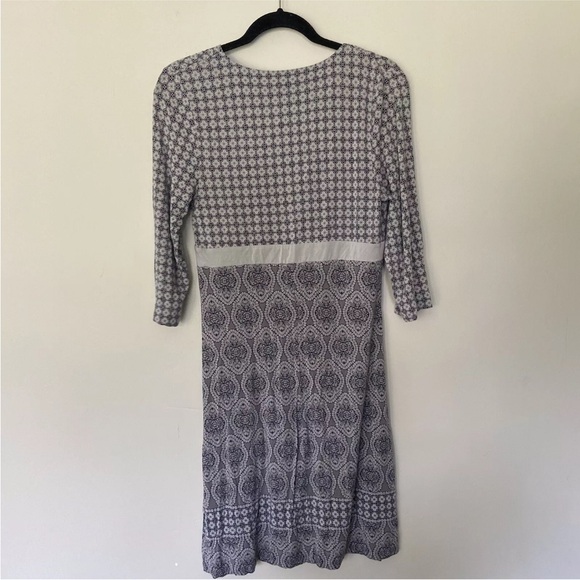 Athleta Wrap It Up Midi Dress-3/4 Sleeve-Blue/Gray Batik Print-Size Small - Picture 4 of 4